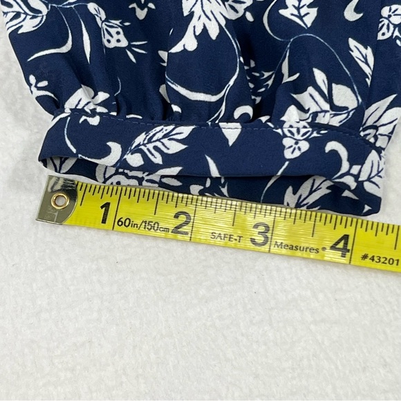 Express Dress Womens Medium Navy Blue Floral Long Sleeve Lace Trim - Picture 9 of 16